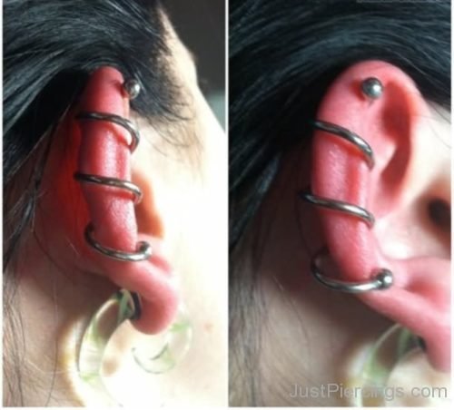 Lobe And Spiral Ear Piercings-JP1148