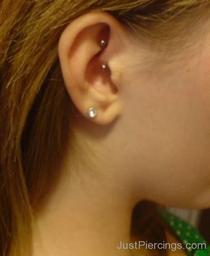Lobe Piercing And Daith Piercing With Banana Barbell-JP1424