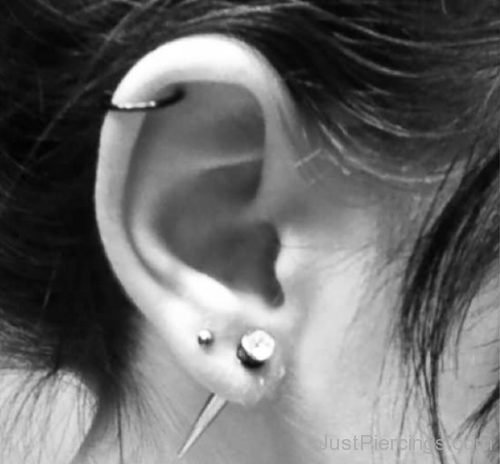 Lobe Spike Stud And Cartilage Ear Piercing-JP1077