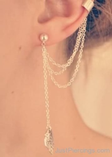 Lobe To Cartilage Chain Ear Piercings-JP1092