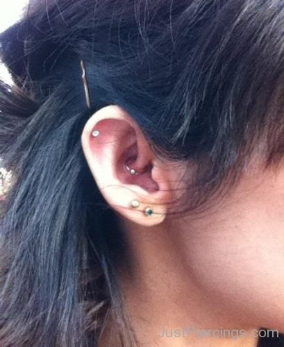 Lobe  With Studs And Daith Piercing With Ring-JP1415