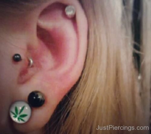 Marijuana Stud, Tragus And Cartilage Ear Piercing-JP1176
