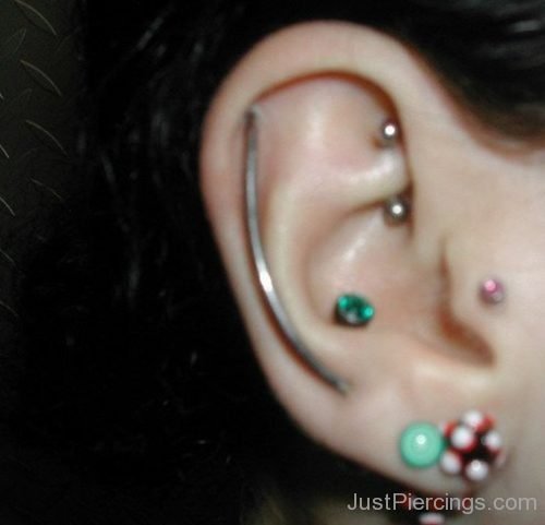 Rook, Conch, Tragus and Lobes Piercing-JP1186