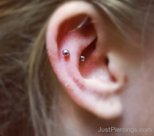 Rook Ear Piercing With Silver Barbell-JP1133
