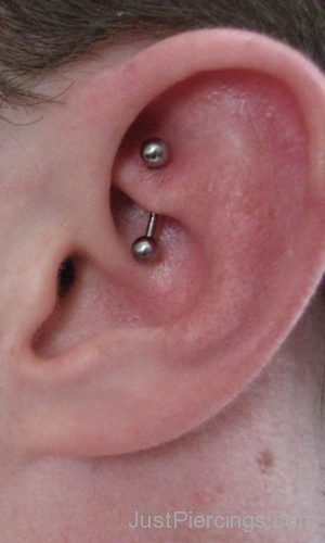 Rook Ear Piercing With Silver Barbell Piercing-JP1220