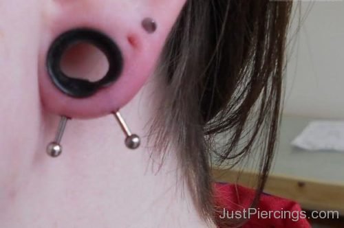Silver Barbell And Lobe Stretching Ear Piercing-JP1231