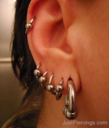 Silver Hoop Rings Ear Piercing-JP1235