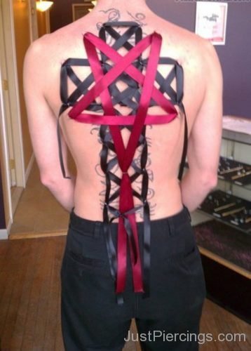 Star And Cross Corset Piercing On Back-JP1144