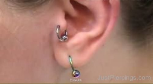 Tragus And Lobe Ear Piercings For Girls-JP148