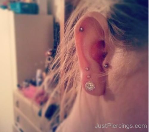 Tragus, Cartilage And Tripple Lobe Ear Piercing 65-JP1183