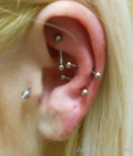 Tragus, Daith And Orbital Ear Piercing with Curved Barbells-JP157