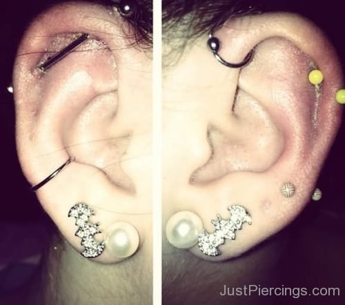 Transverse Lobe And Conch Ear Piercing-JP1300