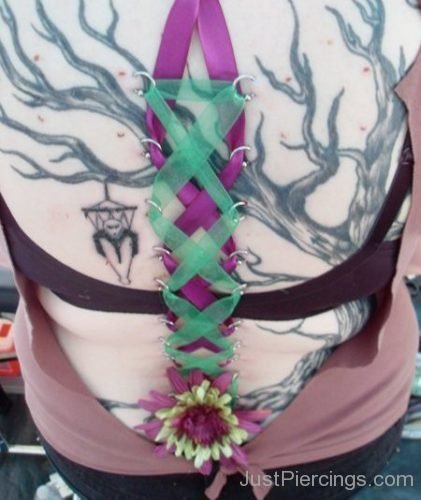 Tree Tattoo And Back Corset Flower Piercing-JP1161