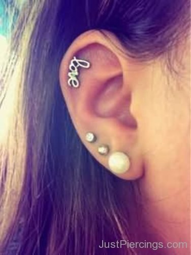 Triple Lobe And Cartilage With Love Ear Jewelry-JP1305