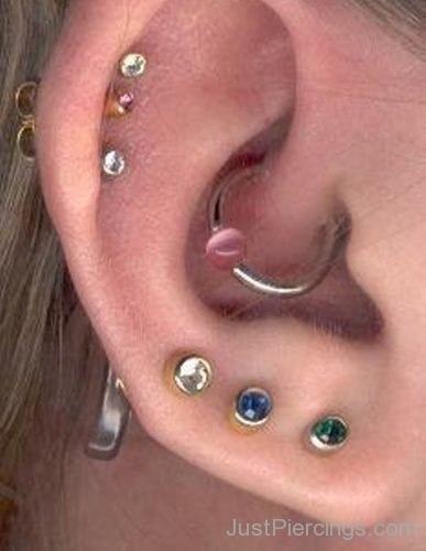 Triple Lobe,Helix And Daith Piercing With Ball Closure Ring-JP1484