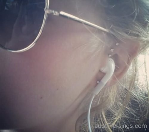 Tripple Helix Ear Piercing With Crystal Studs 2-JP1189