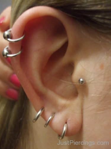 Upper Ear And Triple Lobe Ear Piercing-JP172