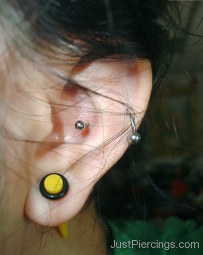 Yellow Gauge Lobe And Cartilage Ear Piercing-JP186