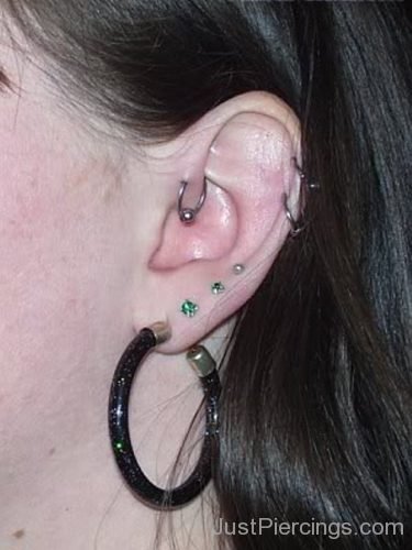 Lobe Helix And Daith Piercing With Ball Closue Ring-JP1452