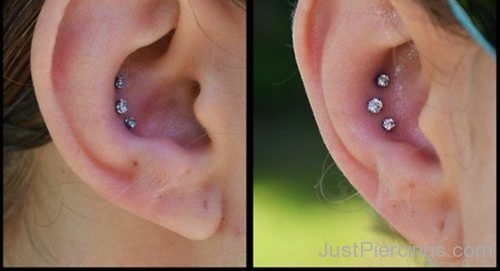 Conch Piercing With Triple Labret Stud-JP1173