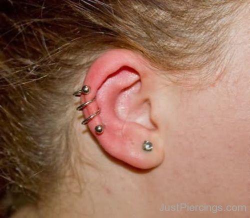 Amazing Ear Lobe And Spiral Helix Piercing-JP1001