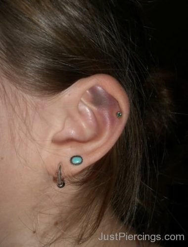 Dual Lobe And Helix Piercing For Girls-JP1021