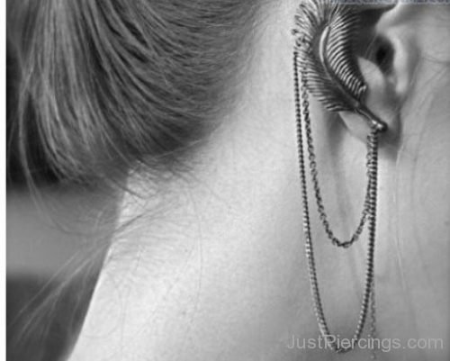 Ear Cuff Feather Piercing-Jp106