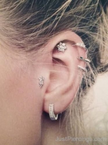 Ear Lobe And Helix Piercing For Girls-JP1033
