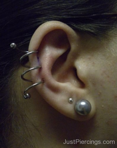 Ear Spiral Helix And Lobe Piercing-JP1037
