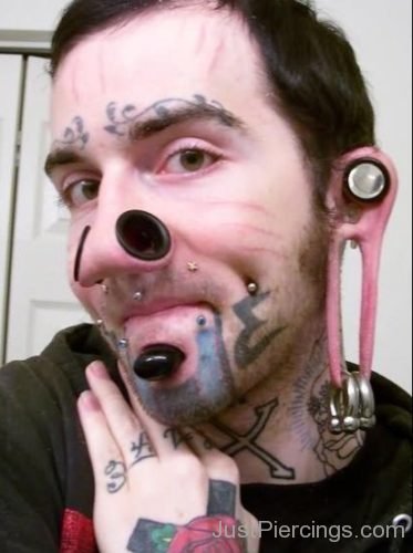 Extreme Face And Lobe Piercing-JP1072