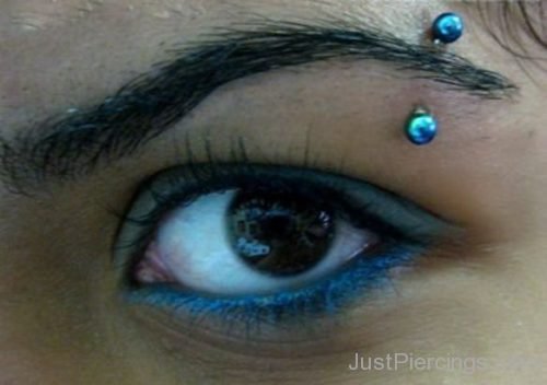 Eyebrow Piercing With Blue Surgical Barbell-JP1137