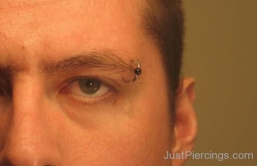 Eyebrow Piercing with Black Ball Closure Ring-JP1135
