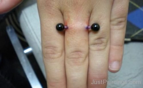 Finger Piercing With Long Black Barbell-JP1091