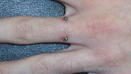 Finger Piercing With Silver Barbell For Young Ladies-JP1097