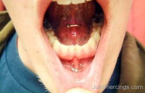 Frowny Piercing With Bead Ring On Lower Lip-JP1040