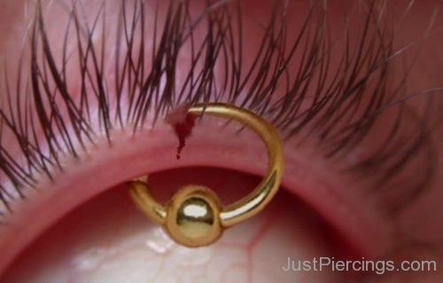 Gold Bead Ring Eyelid Piercing-JP150
