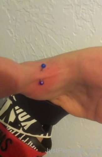 Hand Piercing With Awesome Blue Barbell-JP1078