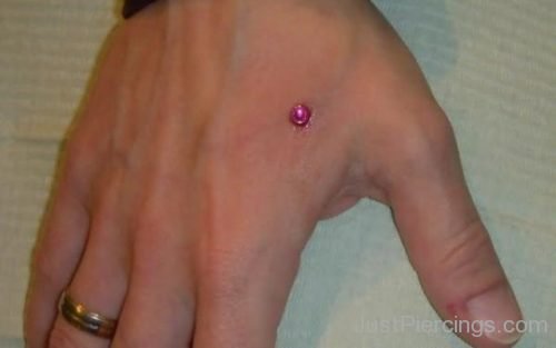 Hand Piercing With Pink Stud-JP1094