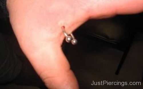 Hand Piercing With Silver Circular Barbell-JP1097