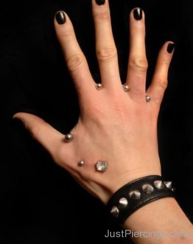 Hand Piercing With Silver Studs-JP1102