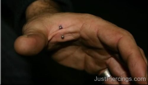 Hand Web Piercing With Small Barbell-JP1137