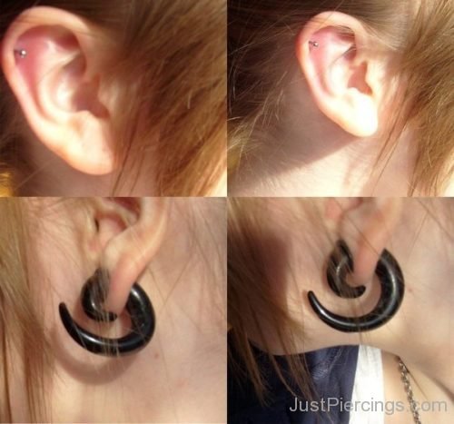 Helix And Lobe Piercing For Both Ears-JP1047