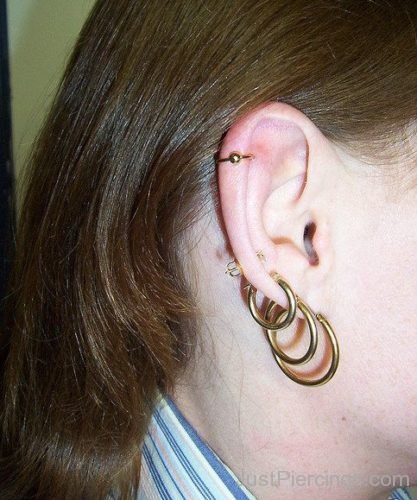 Helix Piercing And Multiple Lobe Piercing For Female-JP1060