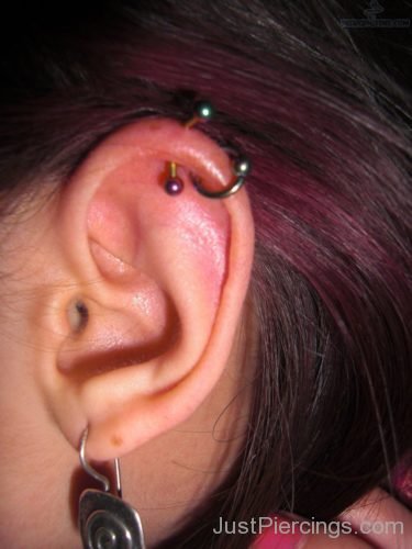 Helix Piercing WIth Ring And Barbell-JP1073
