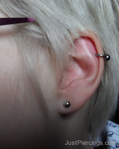 Helix With Ball Closure Ring And Lobe Piercing With Studs-JP1085