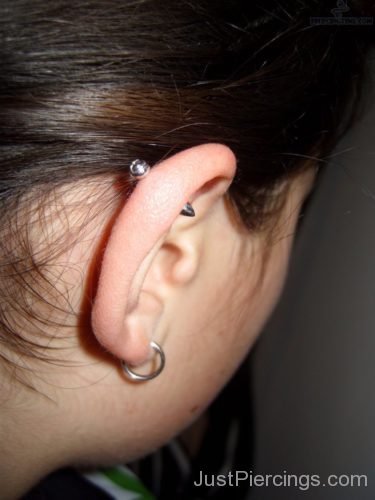 Lobe And Helix Piercing Back View-JP1092