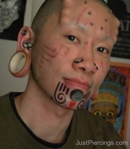 Lobe Stretching, Implants Head And Face Piercing-JP1145