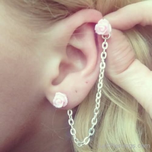 Lobe To Helix Piercing With Chain Ring-JP1099