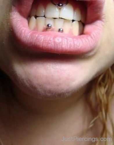 Lower Lip And Frowny Piercing For Girls-JP1080