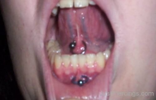 Lower Lip And Tongue Frowny Piercing-JP1081